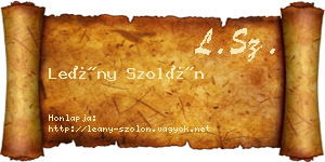 Leány Szolón névjegykártya